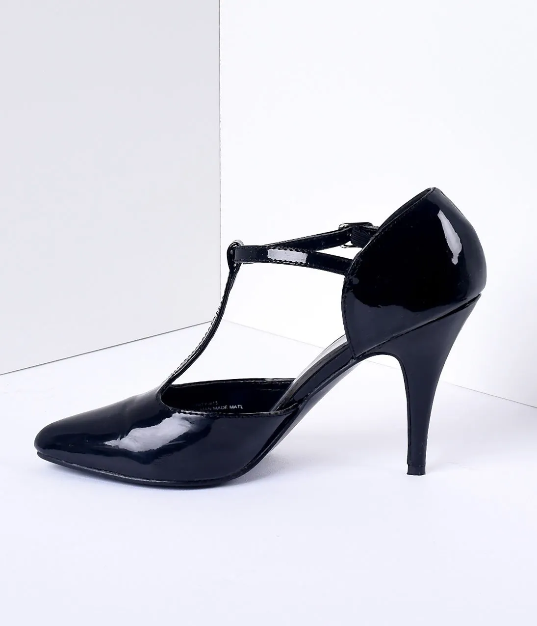 1920s Style Black T-Strap Heels