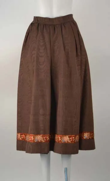 1970s Yves Saint Laurent Chocolate Moire Satin Fall Skirt