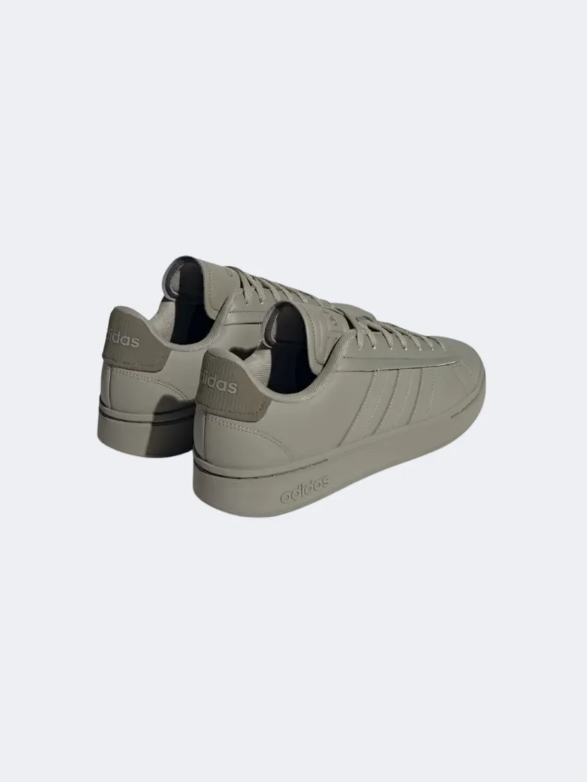 Adidas Grand Court Alpha Men Sportswear Shoes Silver Pebble/ Olive