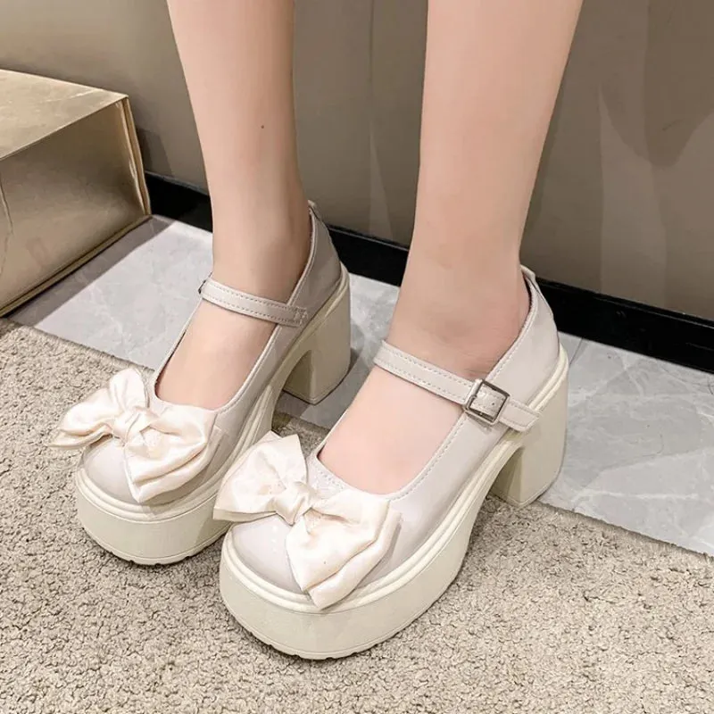 Aiertu Back  to school White Platform Heels Women Mary Jane Shoes Vintage Girls High Heel Platform Lolita Shoes Japanese Style College Student Shoes