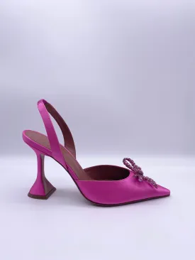 Amina Muaddi Rosie Satin Slingback Pumps (Pink)