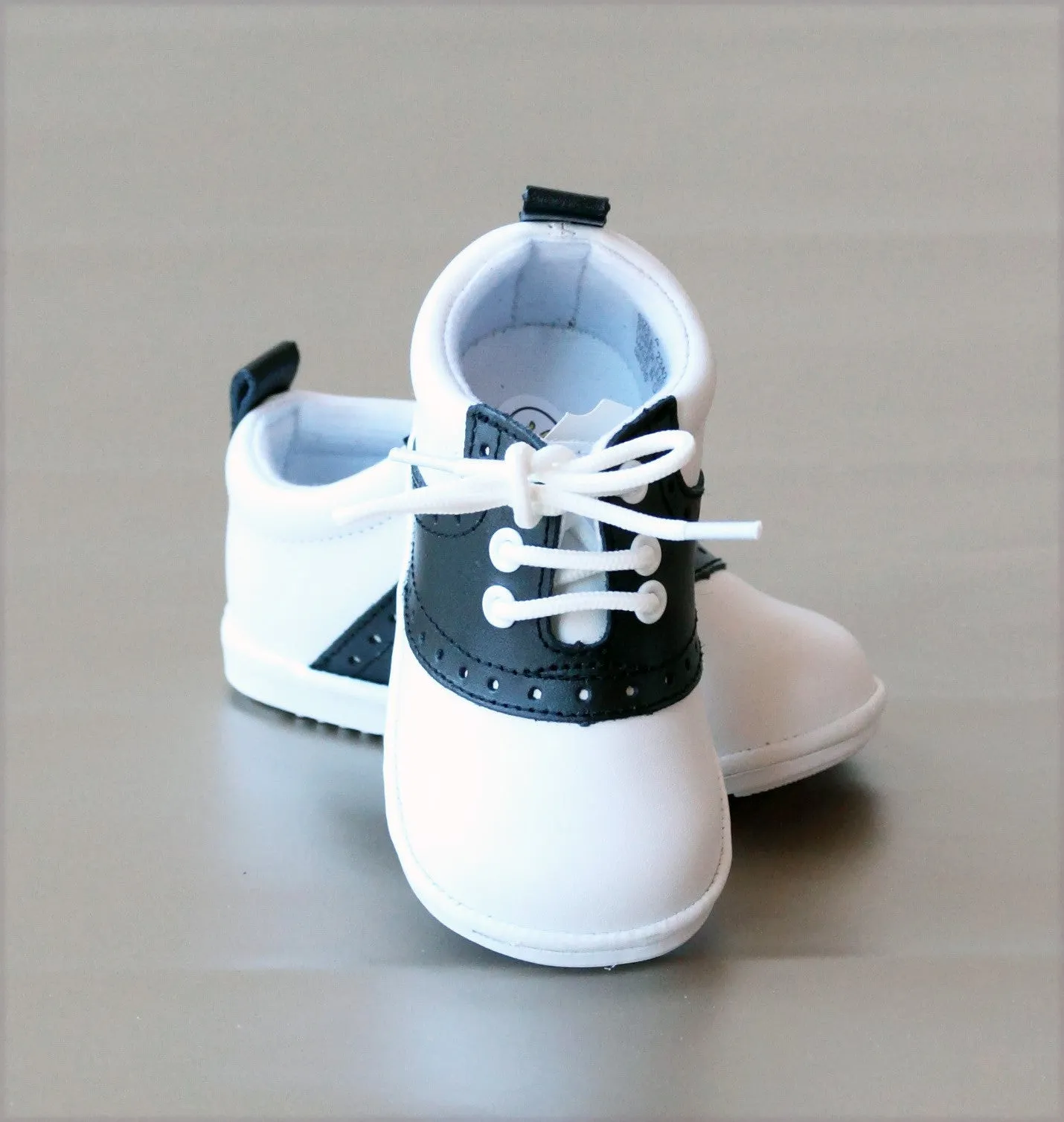 Angel Baby Boys Leather Lace Up Saddle Oxford Shoe