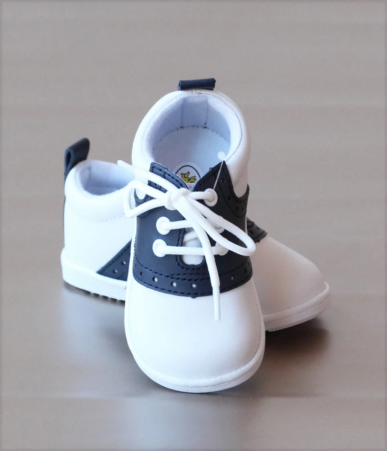 Angel Baby Boys Leather Lace Up Saddle Oxford Shoe