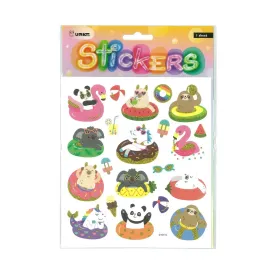 Animals in Floating Donuts Stickers