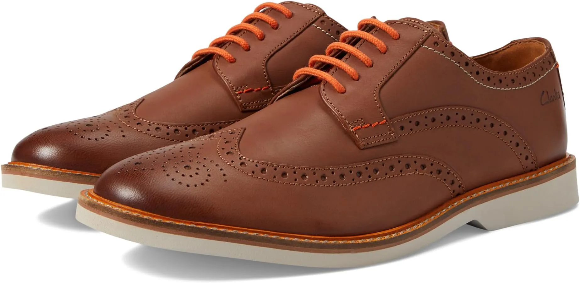 Atticus LT Limit Clarks Oxfords, Dark Tan Leather