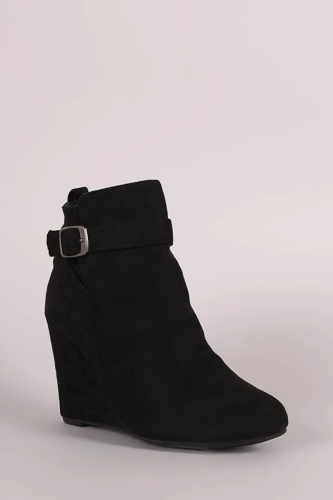 Bamboo Suede Strappy Wedge Booties