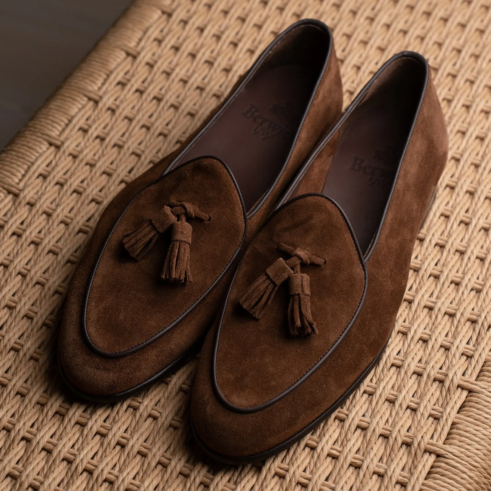 Belgian Tassel Loafer - Medium Brown Suede