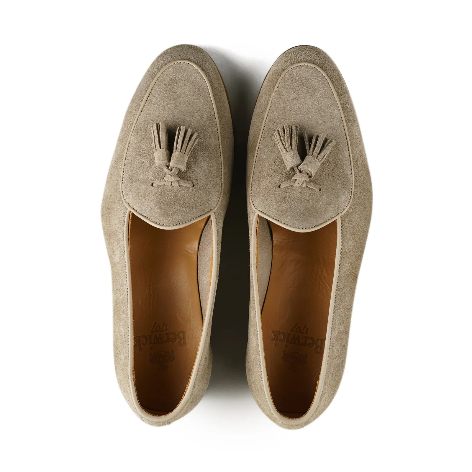 Belgian Tassel Loafer - Sand Suede