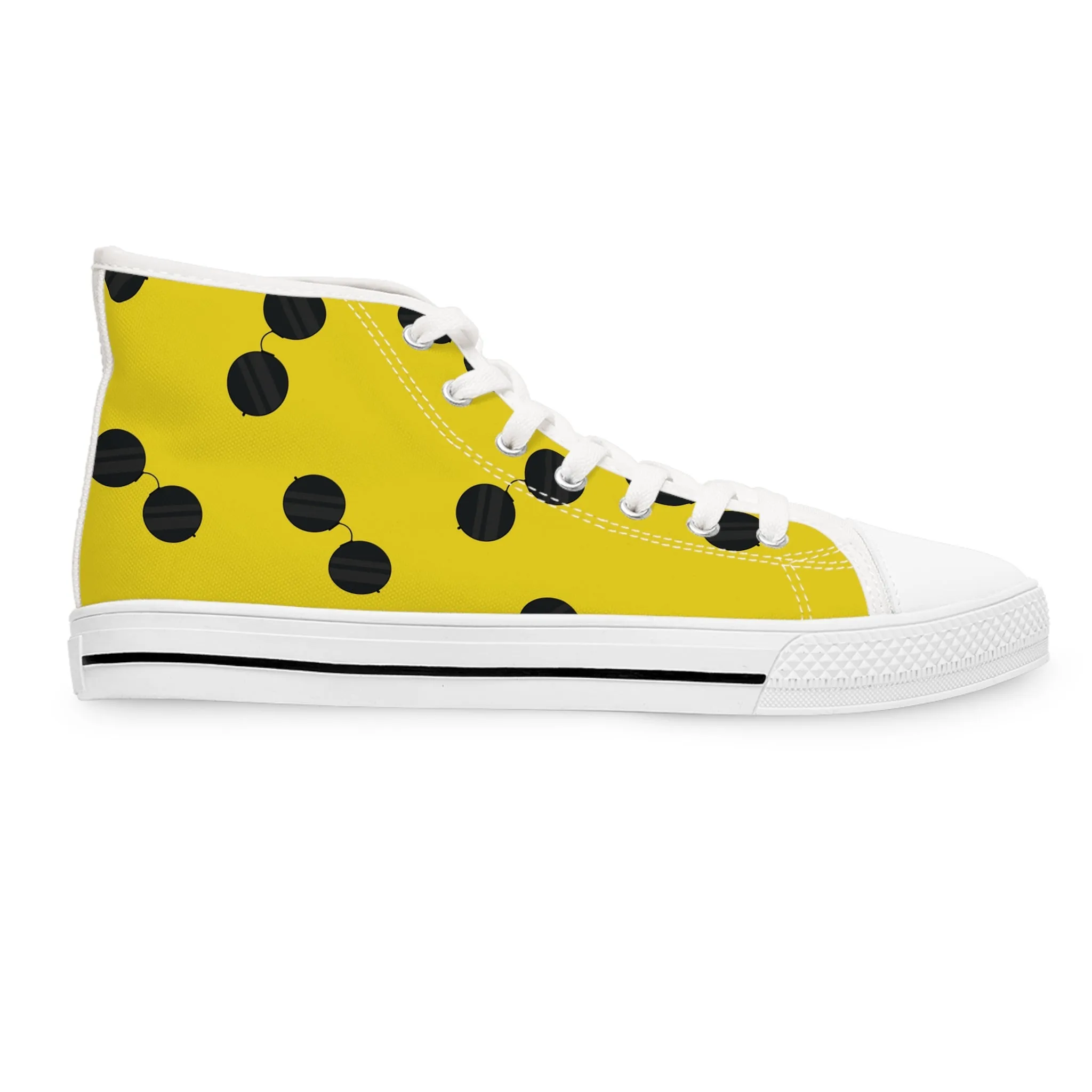 Black Sunglasses on Yellow Background Women's High Top Sneakers