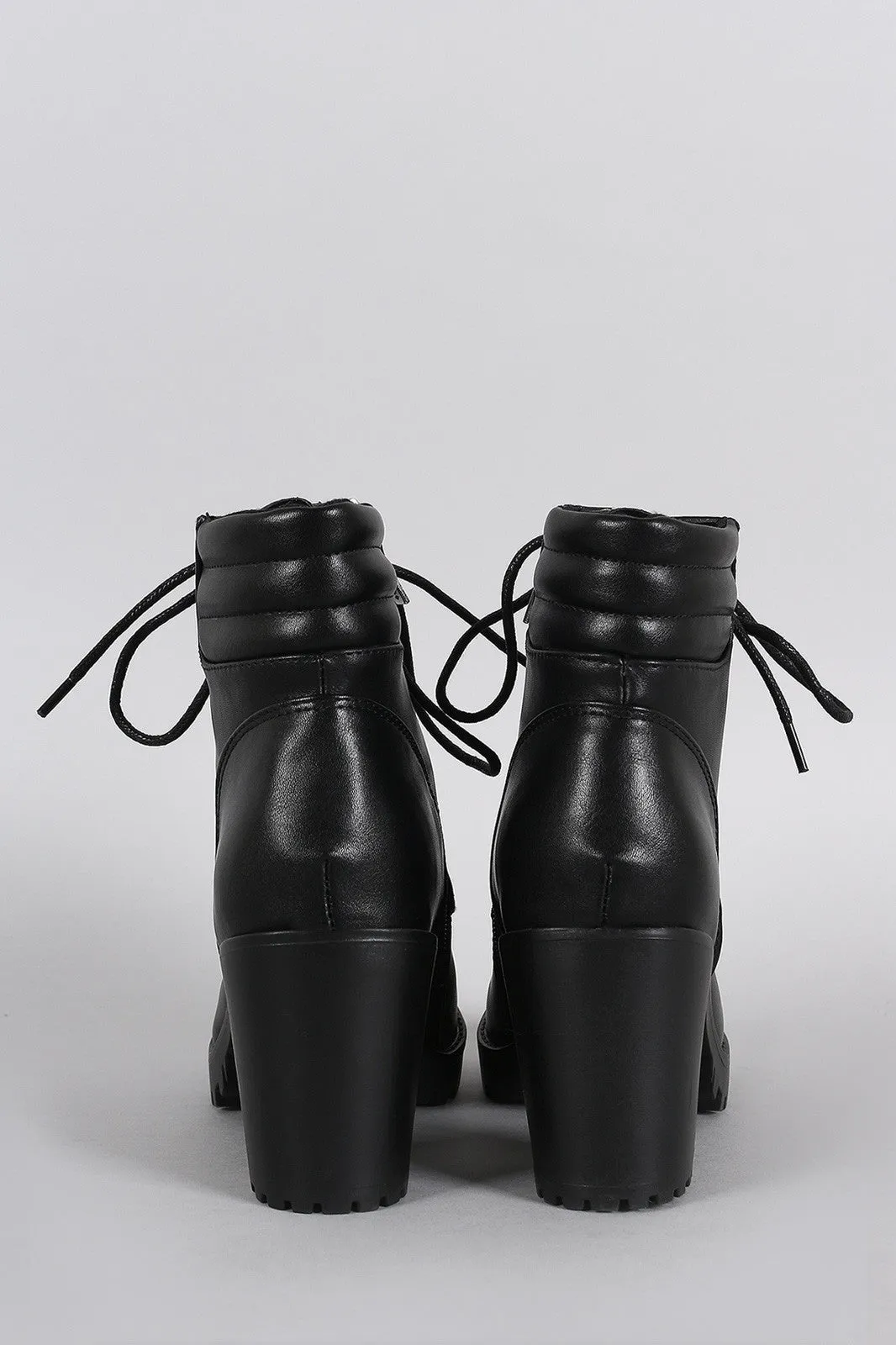 Breckelle Lug Platform Chunky Heeled Combat Booties