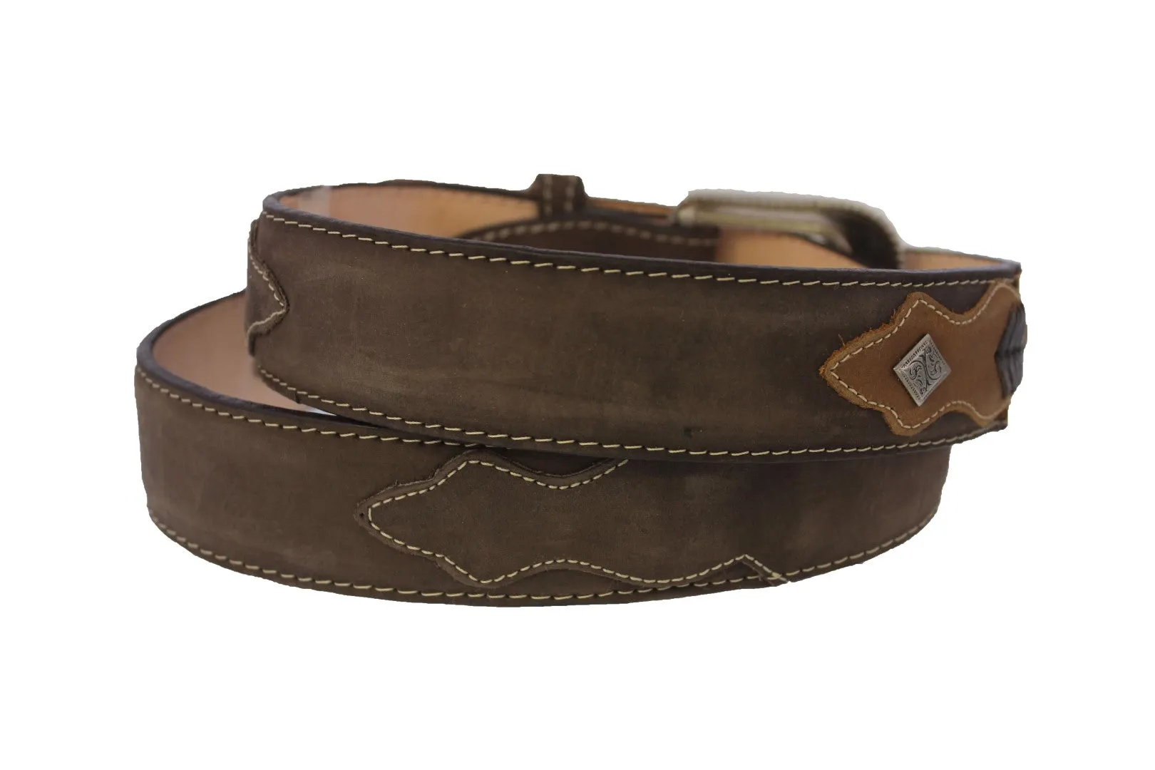 Brown #455 Western Cowboy Belt Leather - Removable Buckle