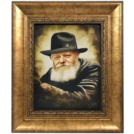 Chabad Lubavitch Rebbe Painting on Canvas- Vintage Style Portrait Large