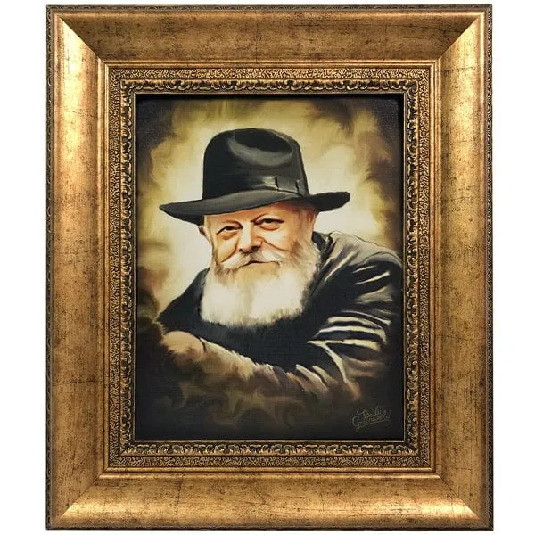 Chabad Lubavitch Rebbe Painting on Canvas- Vintage Style Portrait Large