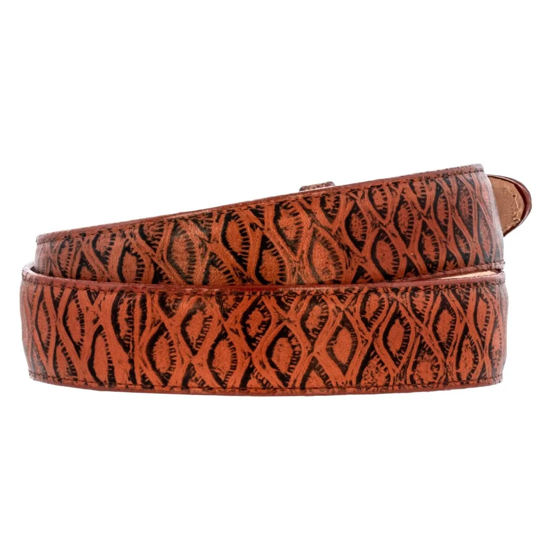 Chedron Western Cowboy Belt Anteater Print Leather - Rodeo Buckle