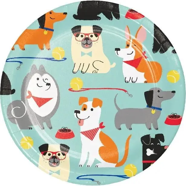 Dog Party Plates - Lunch 8 Pkt