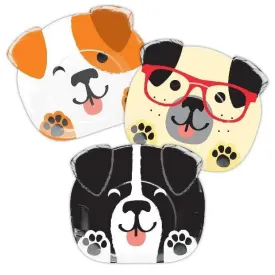 Dog Party Shaped Plates - Dinner 8 Pkt