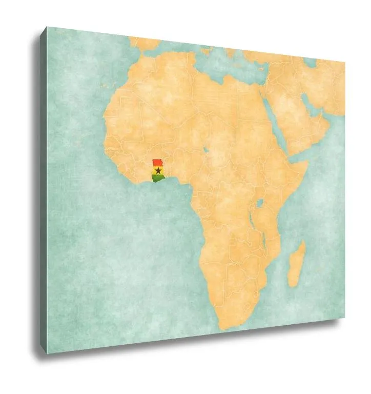 Gallery Wrapped Canvas, Map Of Africa Ghana