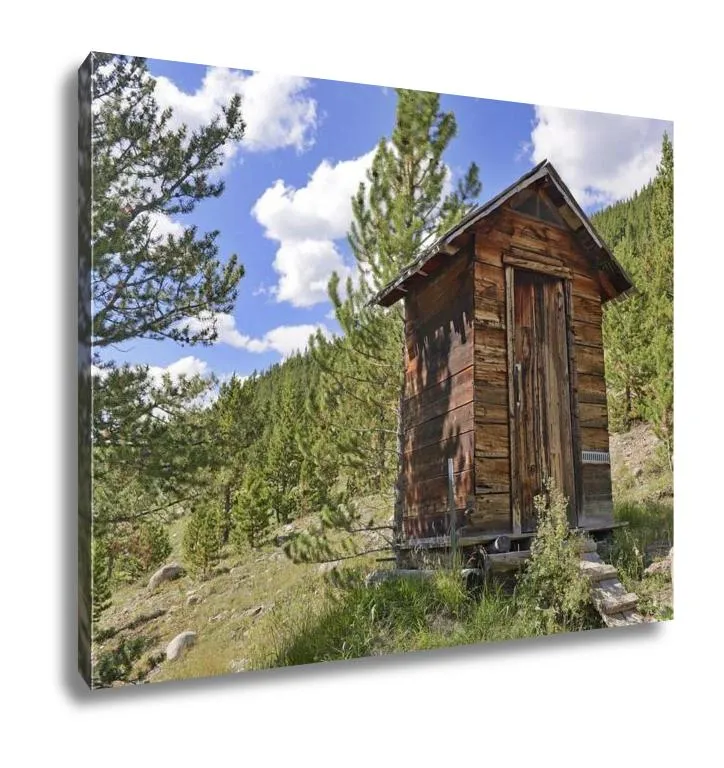 Gallery Wrapped Canvas, Vintage Log Cabin In Old Abandoned Mining Town