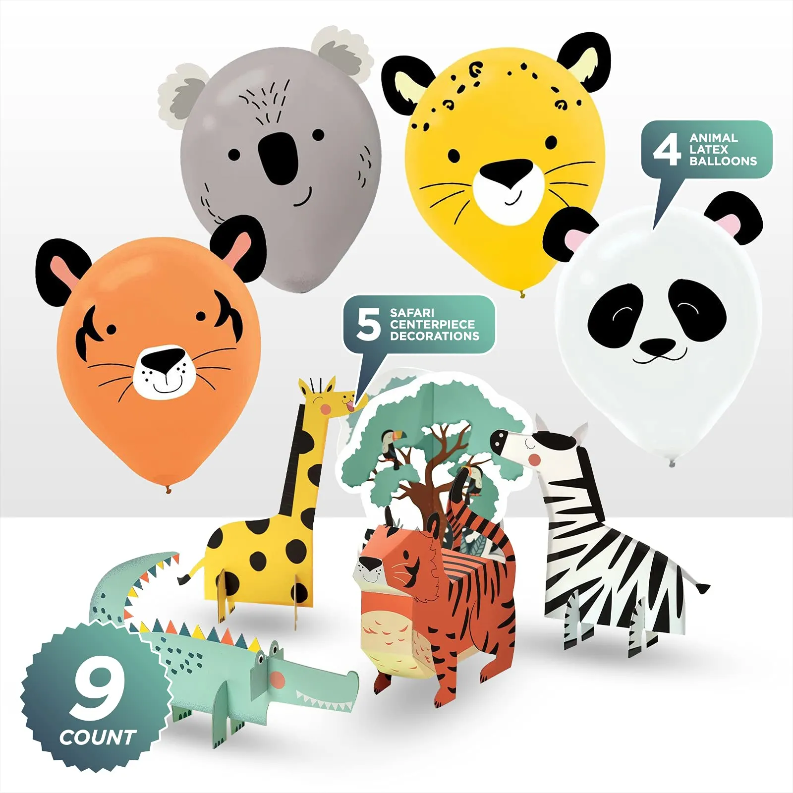 Get Wild Jungle Safari Animals Birthday Centerpiece Decorating Kit and Balloon Decoration Kit