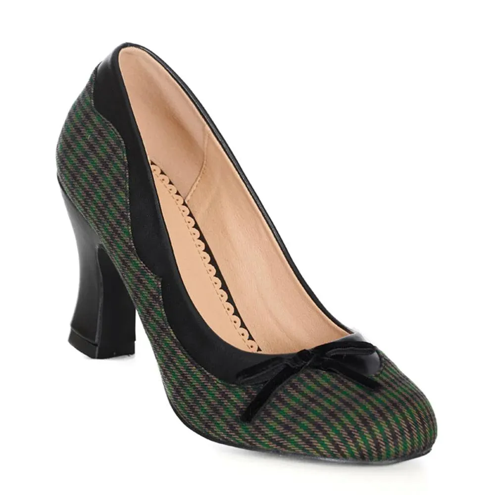 Green Black Plaid Check Court Shoes