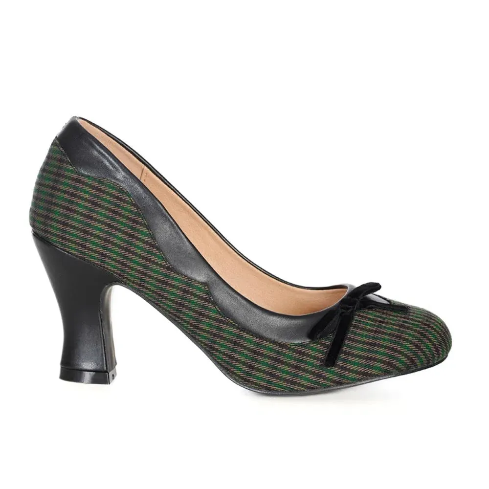 Green Black Plaid Check Court Shoes