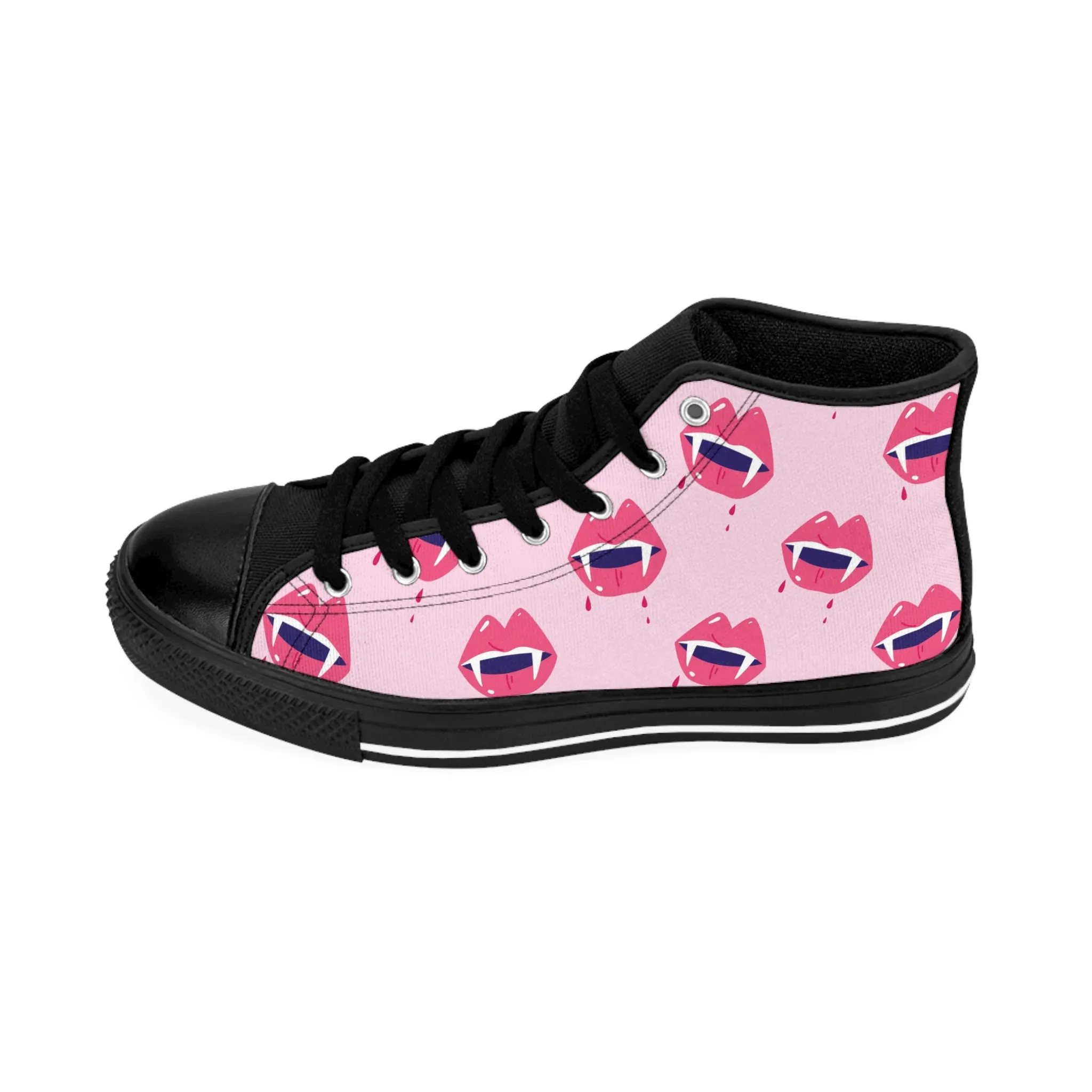 Halloween Pink Vampire Lips Women's Classic Sneakers