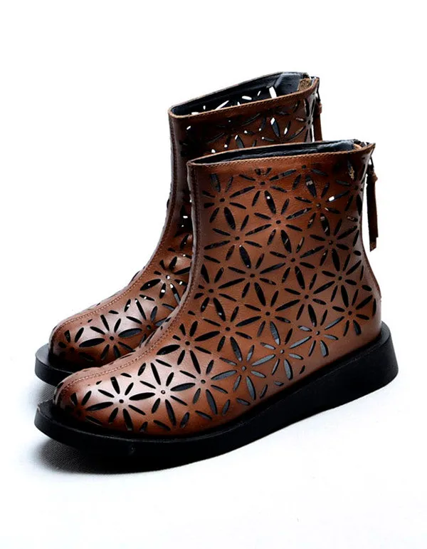 Handmade Women's Leather Breathable Summer Boots