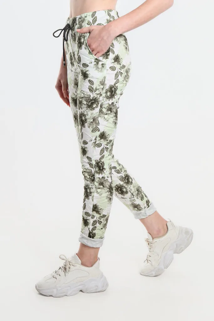 Izzy Floral Leaves Featherweight Pant (PL712F)