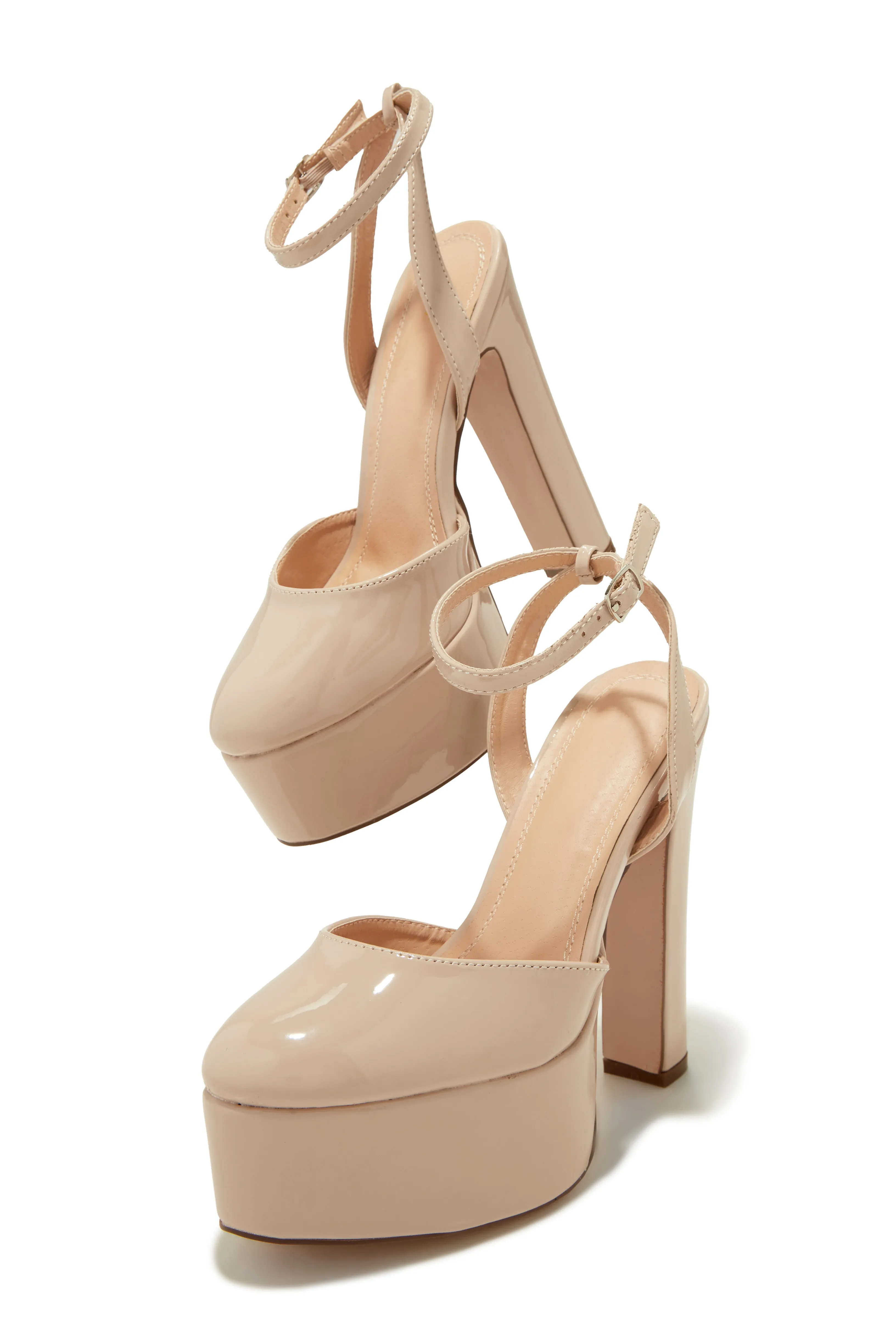 Jhene Block Platform High Heels - Nude