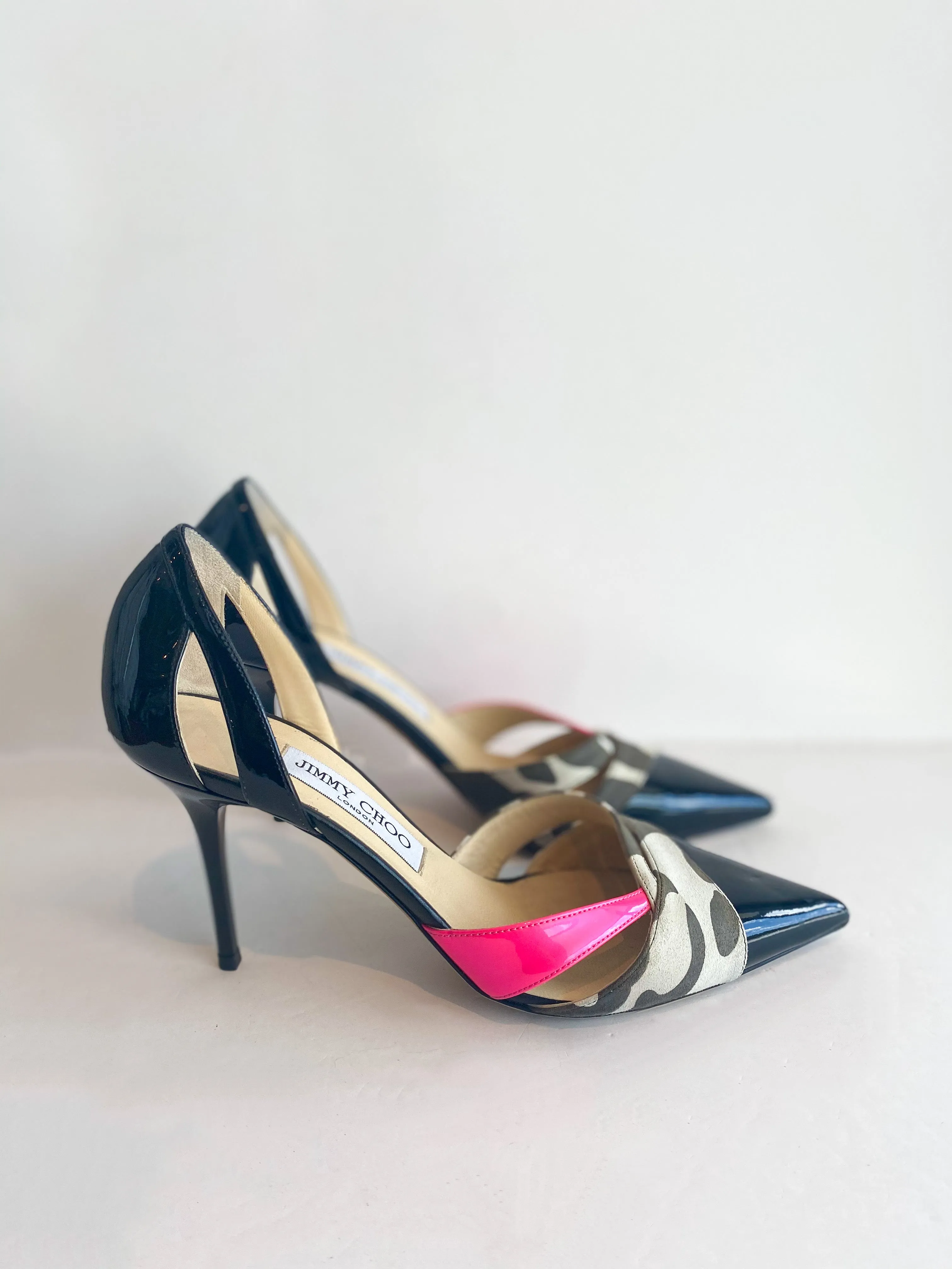 Jimmy Choo Patent Animal Print Pumps