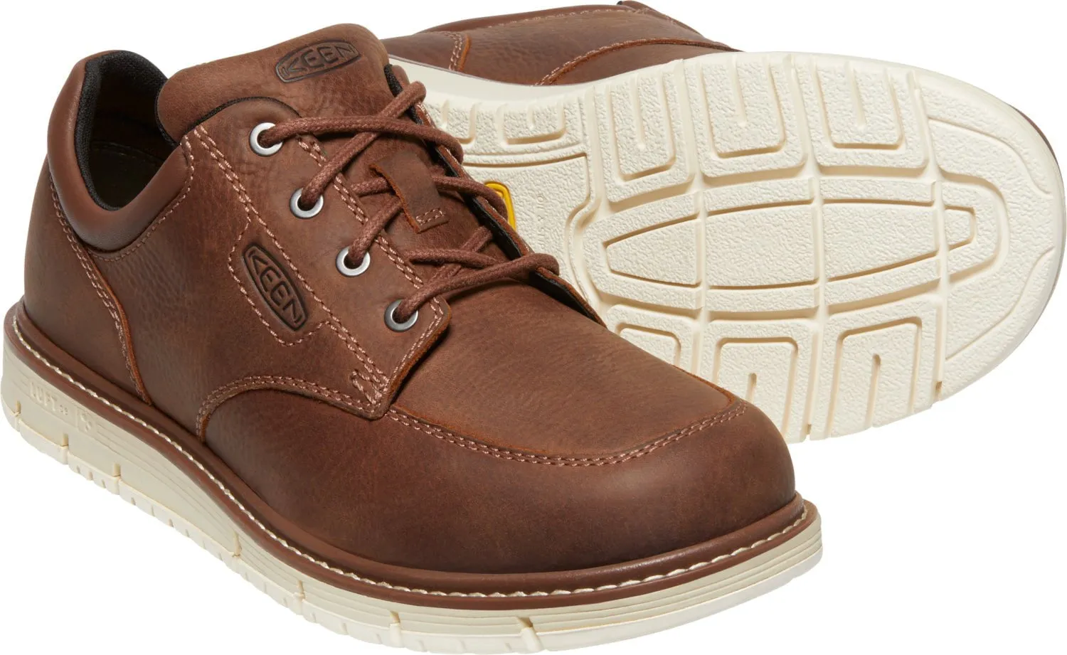 Keen Utility Mens San Jose Soft Toe Gingerbread/Off White Leather Work Shoes