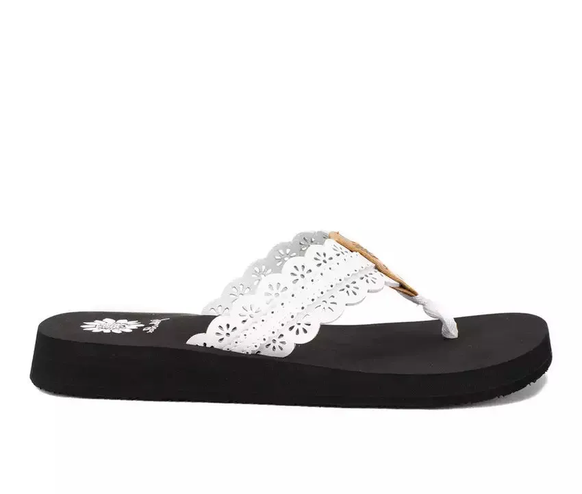 Laser Cut Lace Flip Flop | Yellow Box Fascell - White