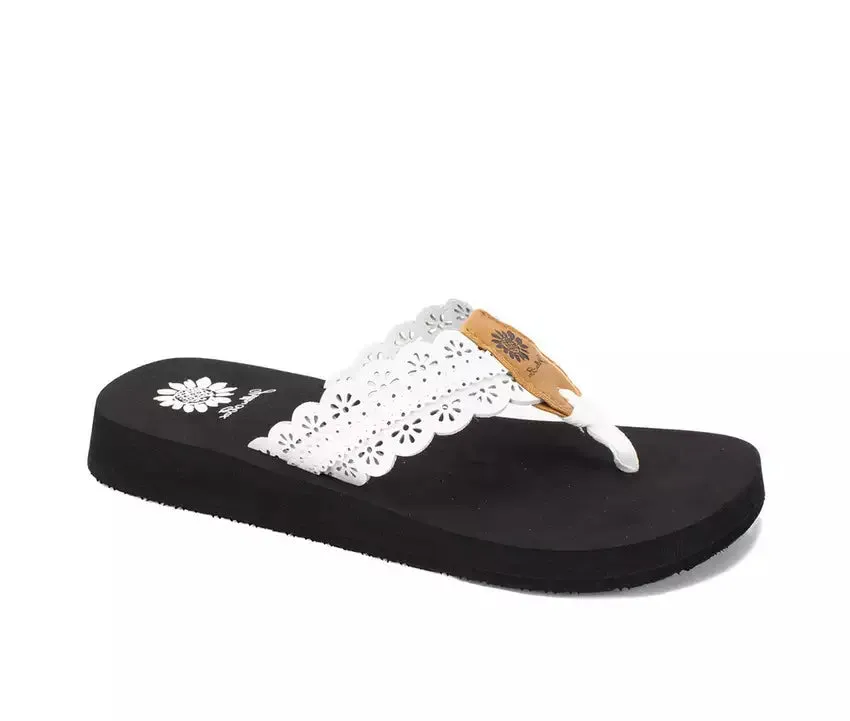 Laser Cut Lace Flip Flop | Yellow Box Fascell - White