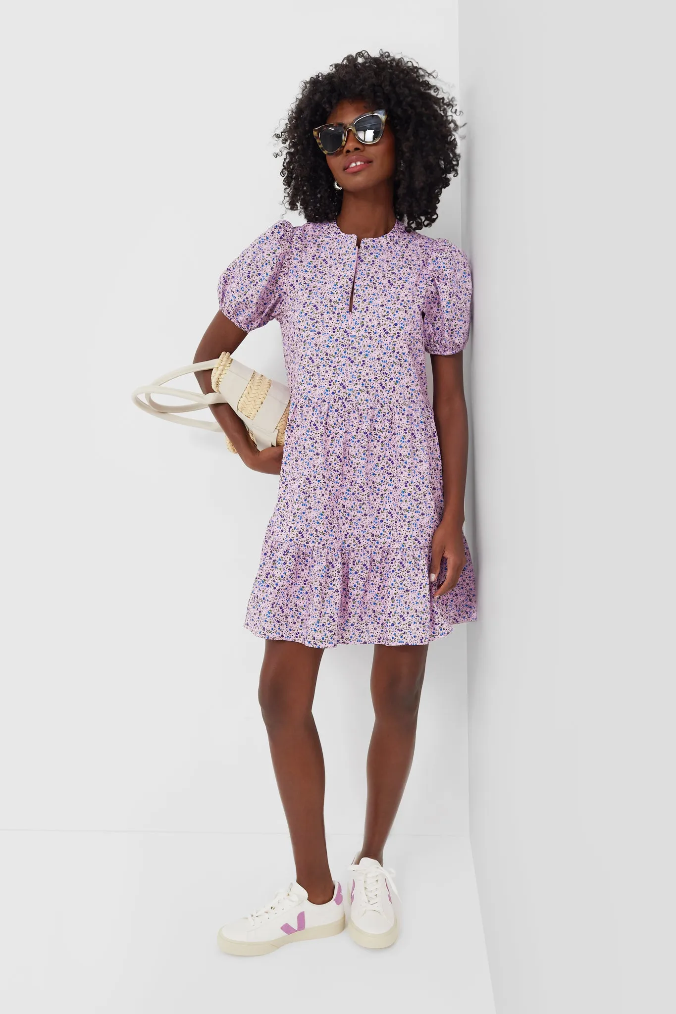 Lilac Floral Zip Front Ellie Mini Dress