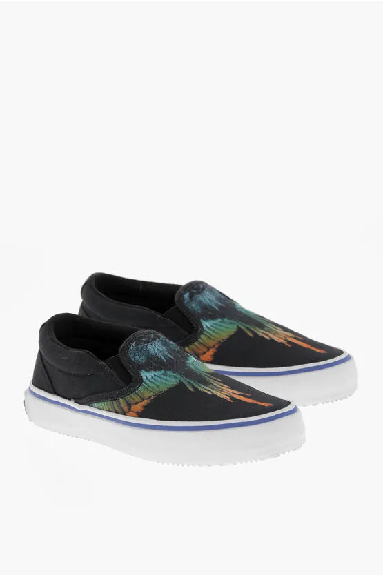 Marcelo Burlon Canvas Slip On Sneakers with Iconic Print