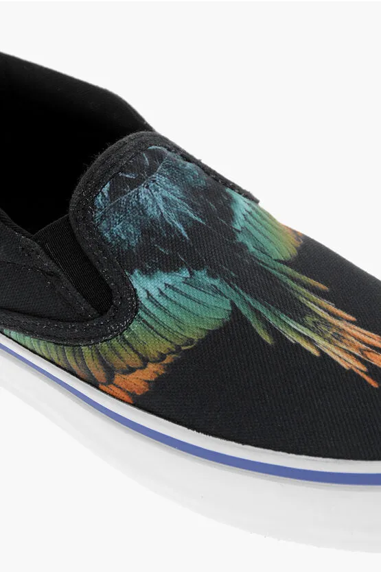 Marcelo Burlon Canvas Slip On Sneakers with Iconic Print