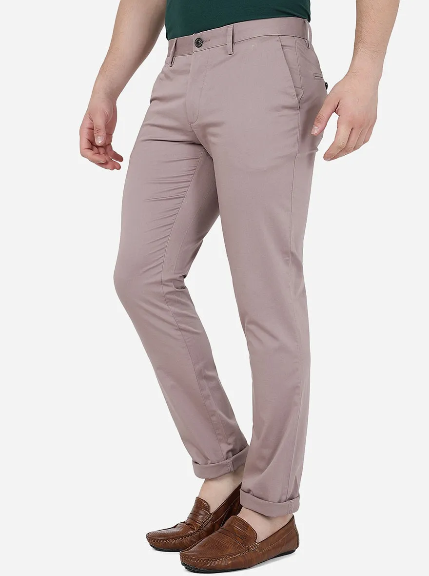 Mauve Solid Uno Fit Casual Trouser | JadeBlue