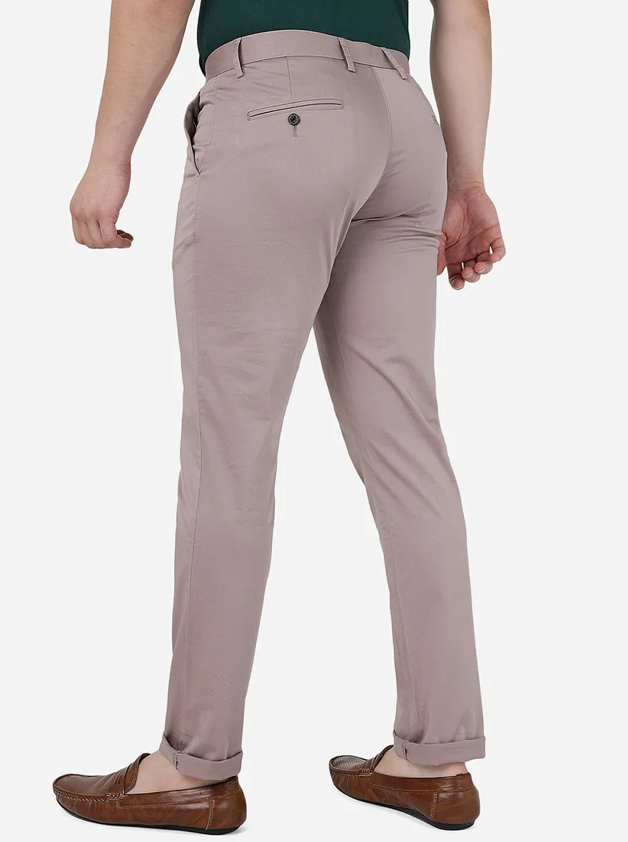 Mauve Solid Uno Fit Casual Trouser | JadeBlue