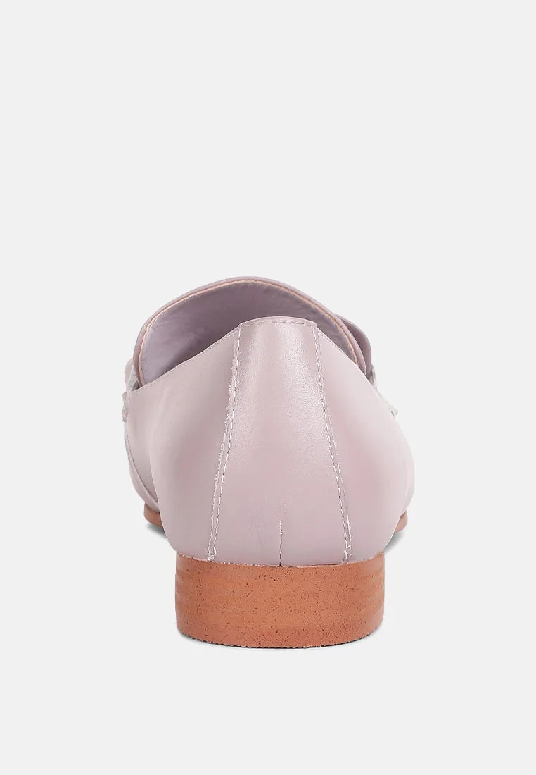 MERVA Chunky Chain Leather Loafers in lilac