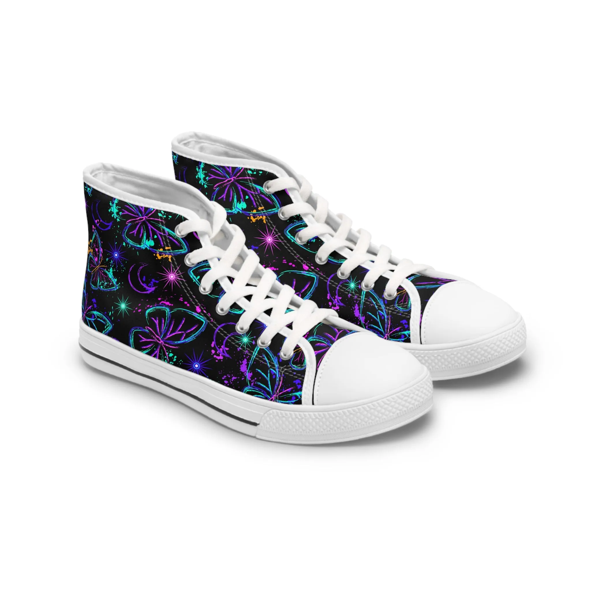 Neon Butterfly Women's High Top Sneakers