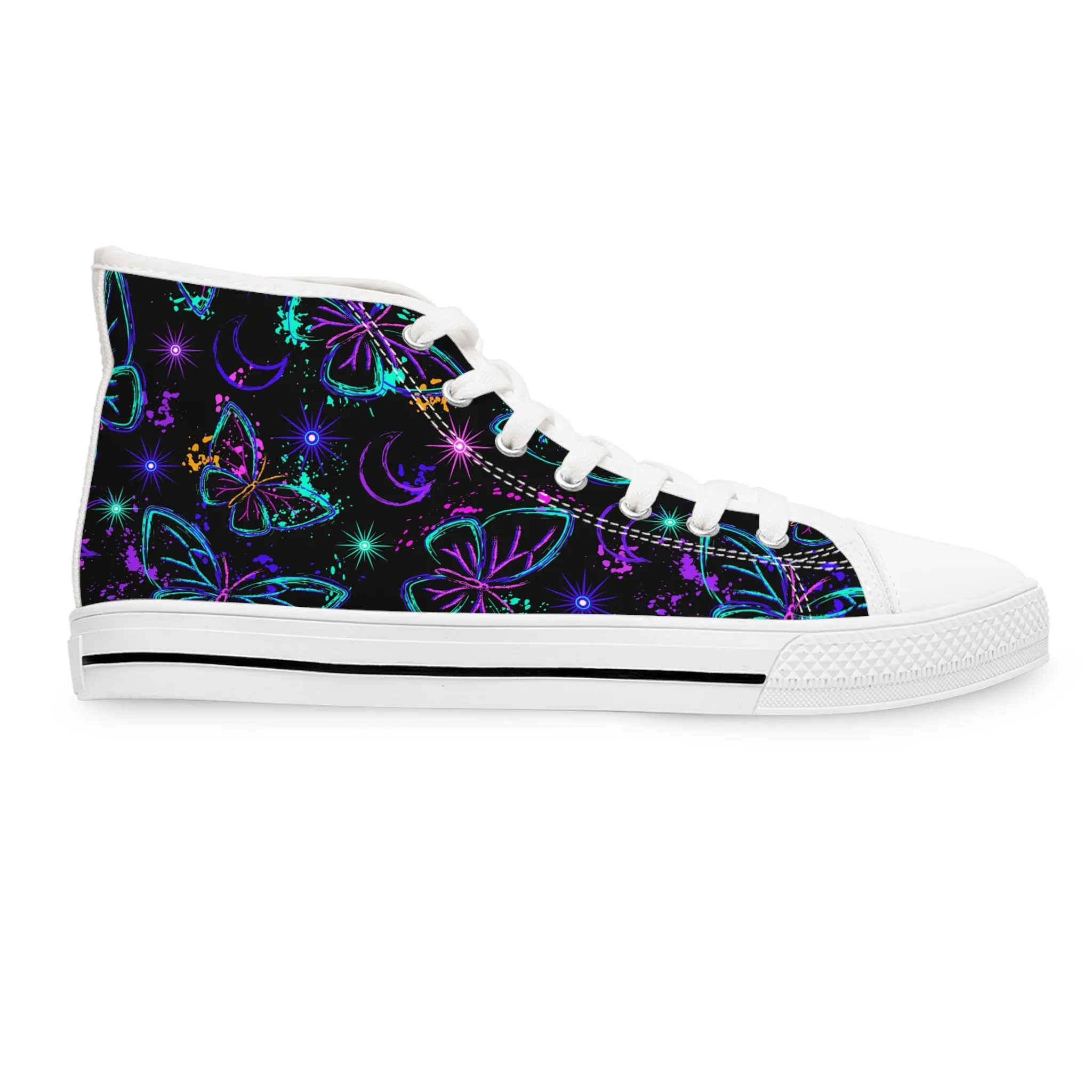 Neon Butterfly Women's High Top Sneakers