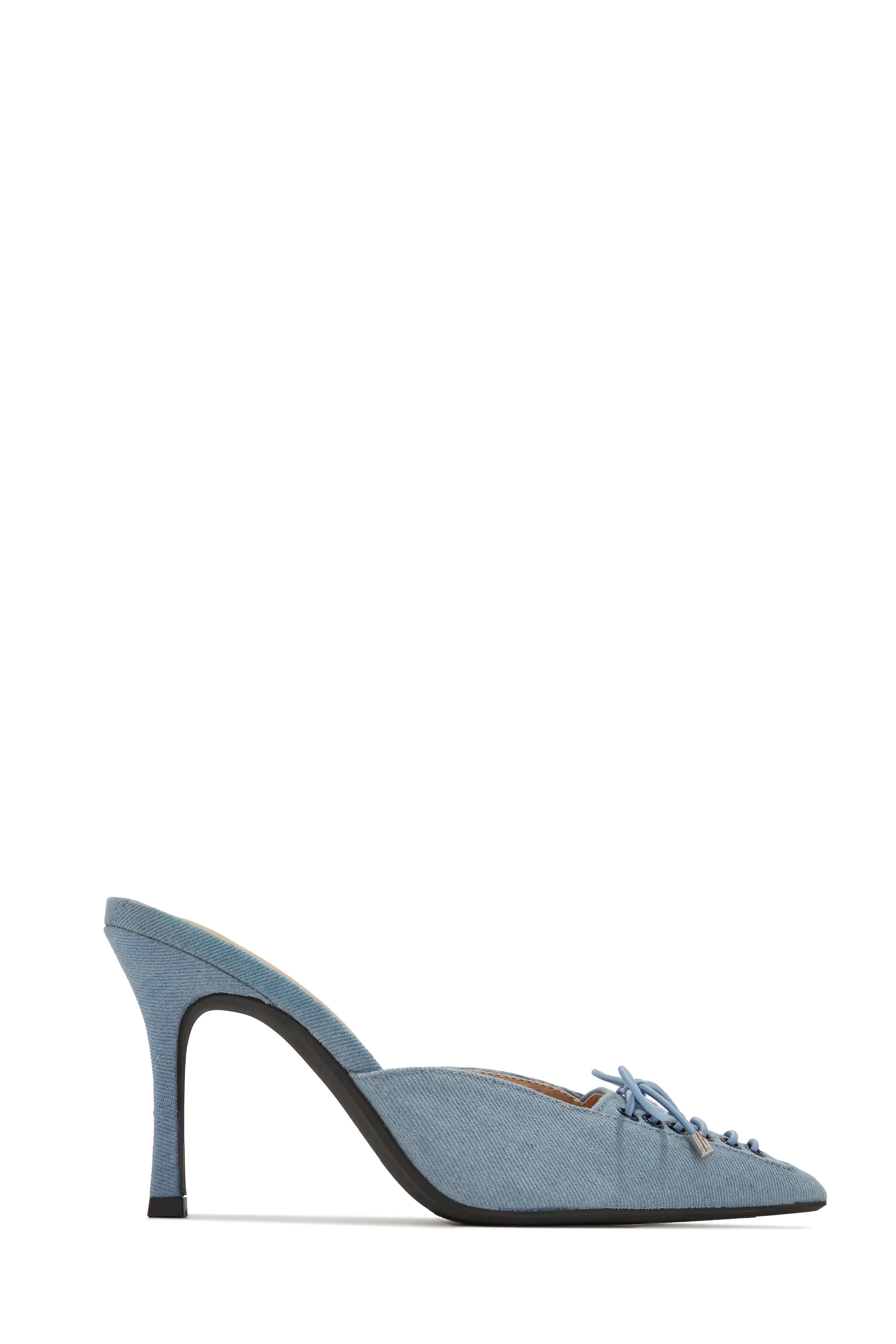 Nyla Pointed Toe Mule Heels - Denim