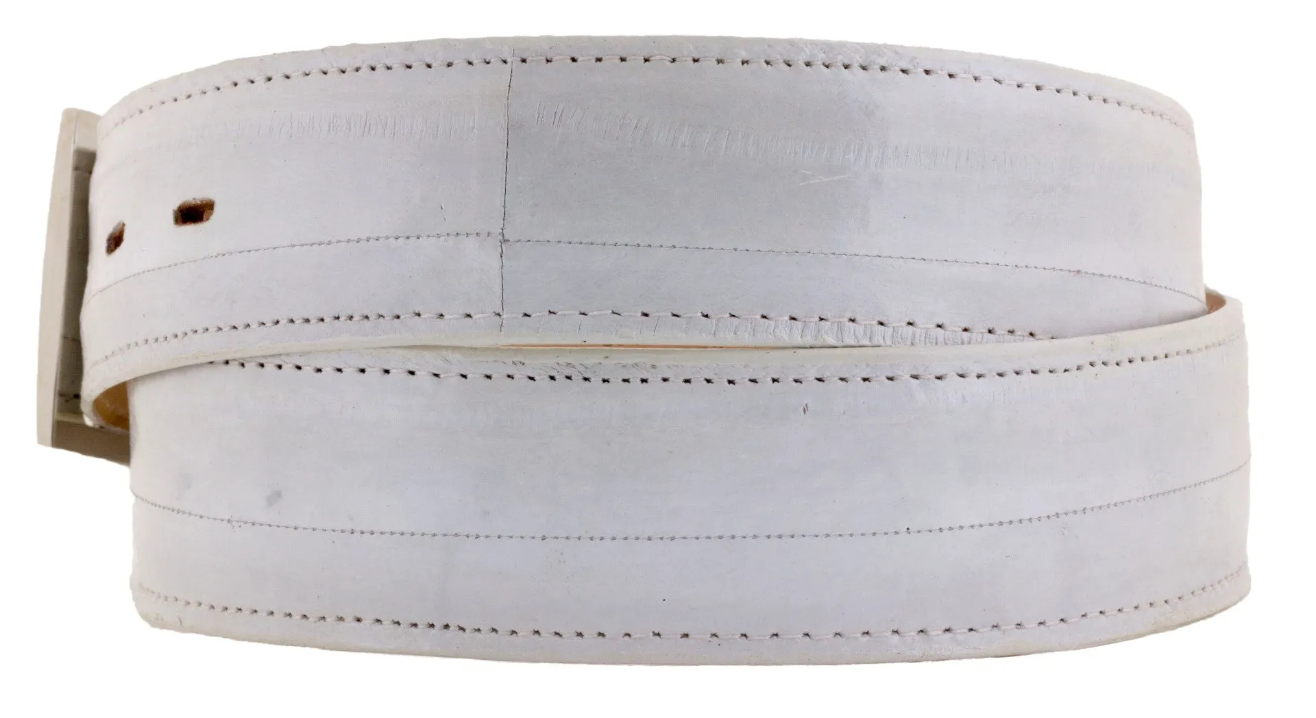 Off White Cowboy Belt Real Eel Skin Leather - Silver Buckle