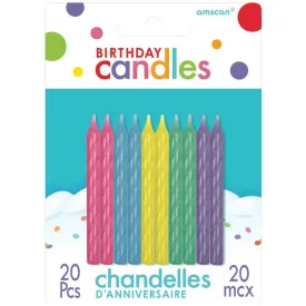 Pastel Spiral Candles - 20 Pkt