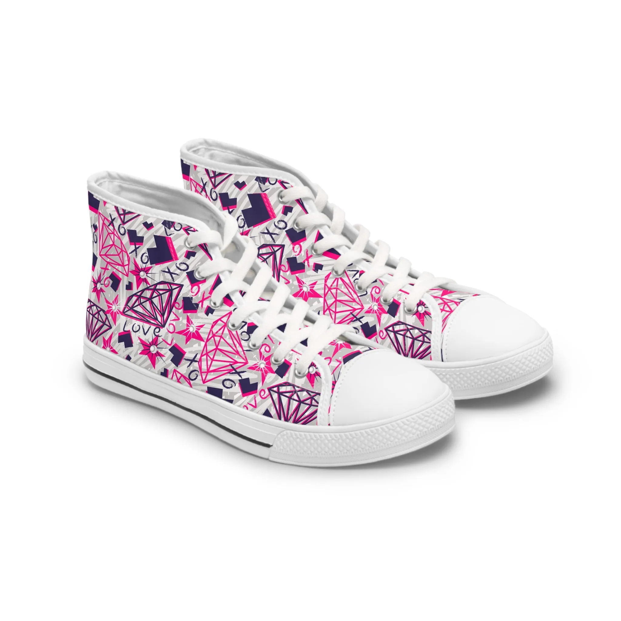 Pink Crystals Women's High Top Sneakers