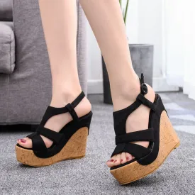 Platform Wedge Heel in Black or White