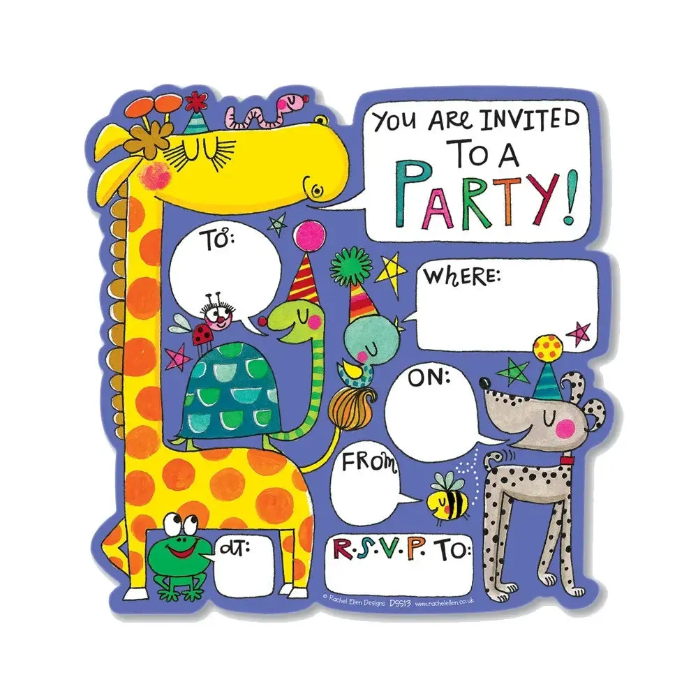 Rachel Ellen Animals Party Invitations - 8 Pkt