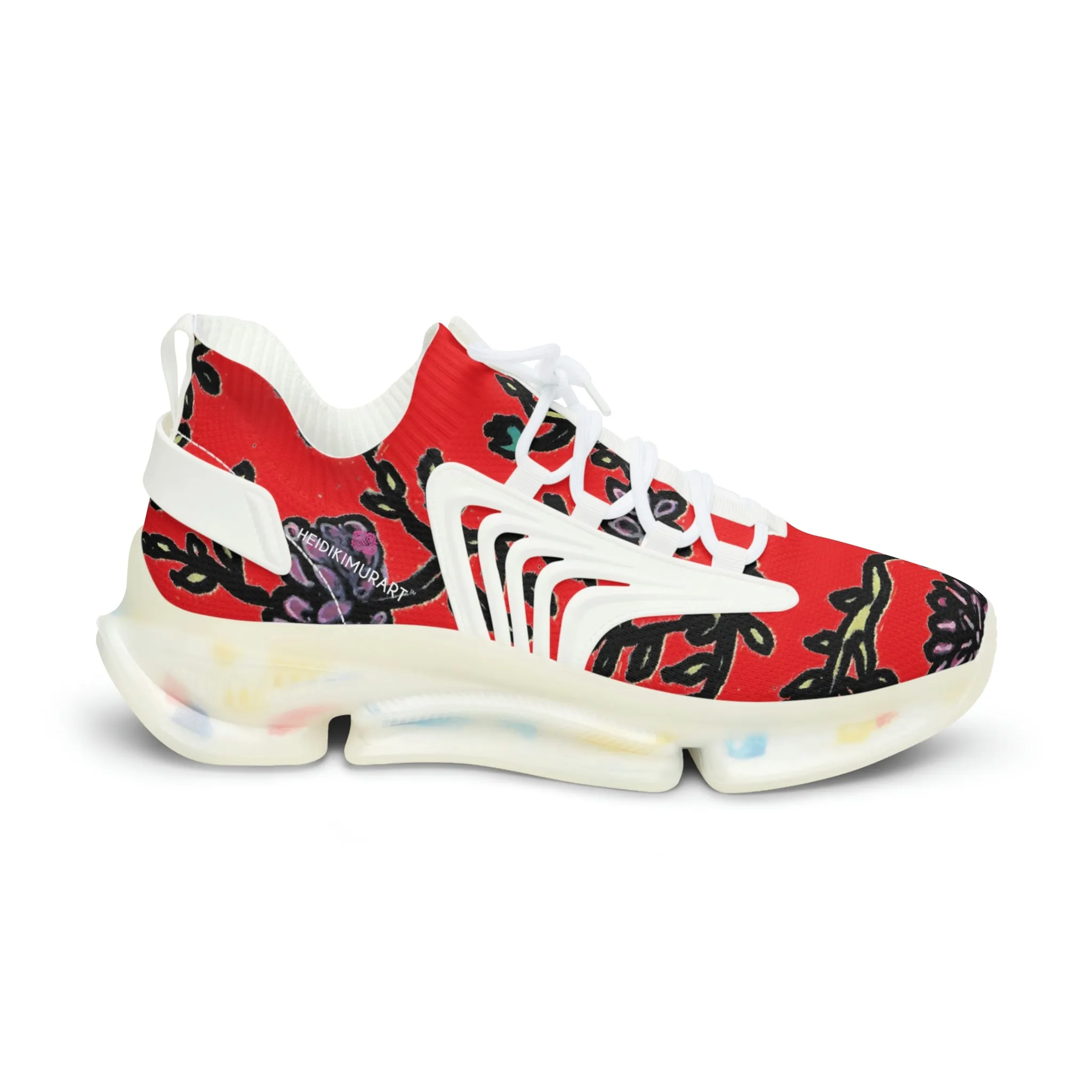 Red Floral Print Men's Shoes, Flower Print Best Comfy Men's Mesh Sports Sneakers Shoes (US Size: 5-12)