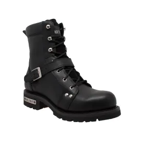 RideTecs Mens 8in Zipper Lace Black Military Boots