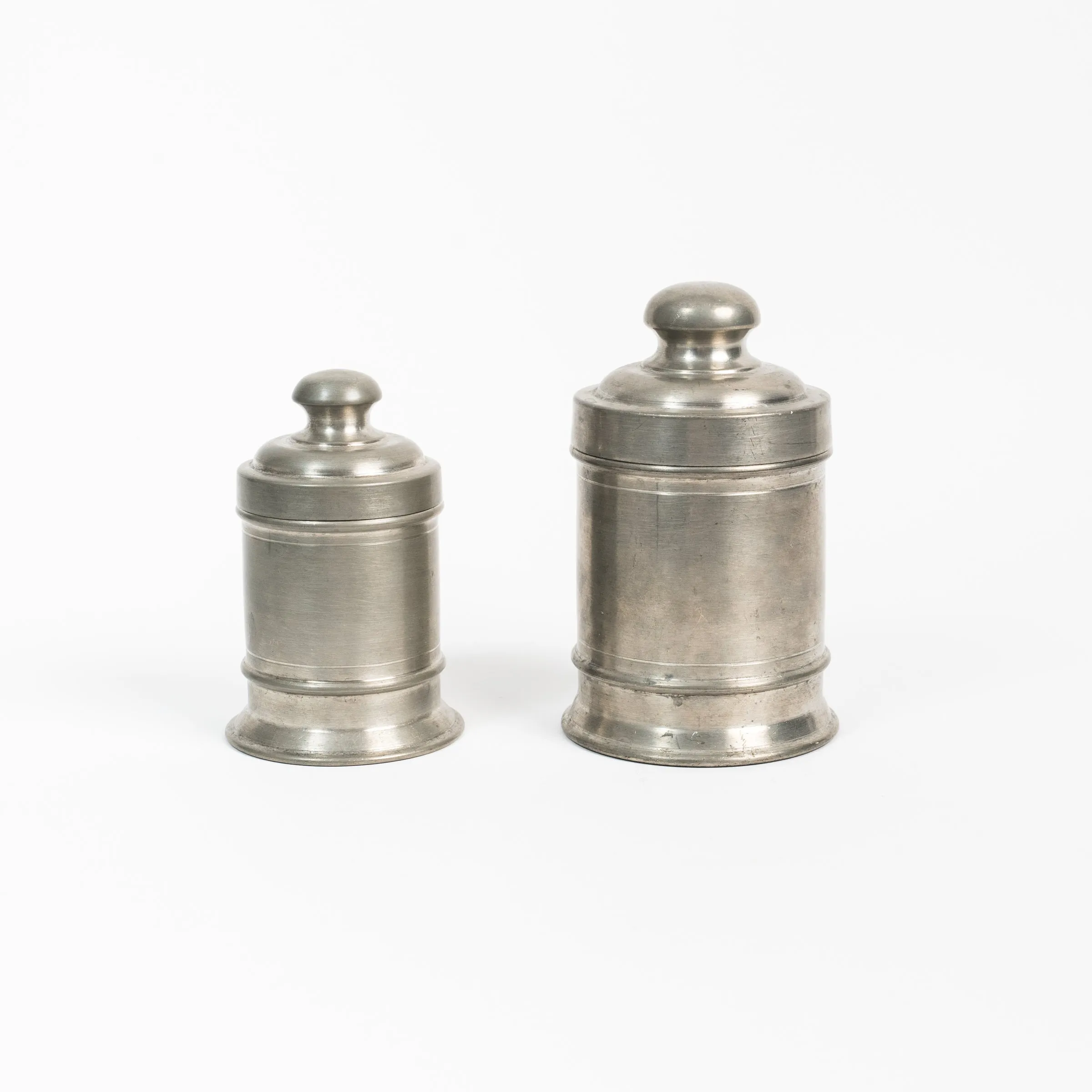 Set of Vintage Pewter Apothecary Jars